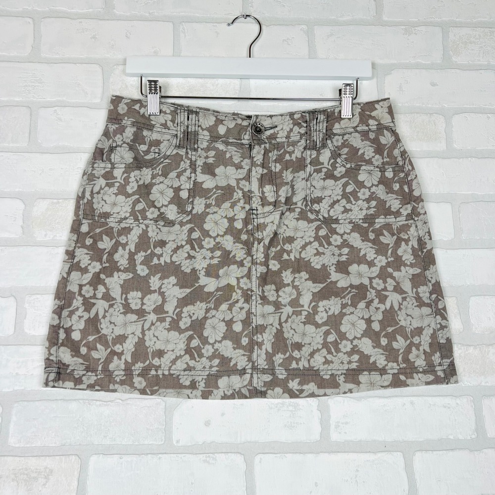 Beau Dawson Floral Print Skort Brown Cream Mini Skirt Built-in Shorts 6